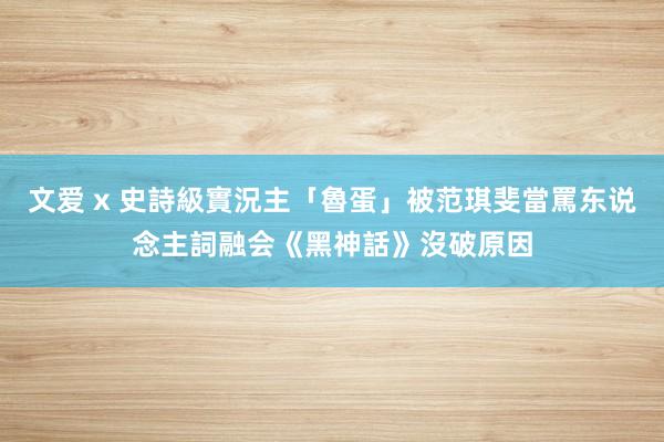 文爱 x 史詩級實況主「魯蛋」被范琪斐當罵东说念主詞　融会《黑神話》沒破原因