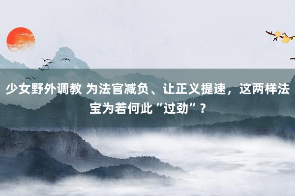 少女野外调教 为法官减负、让正义提速，这两样法宝为若何此“过劲”？